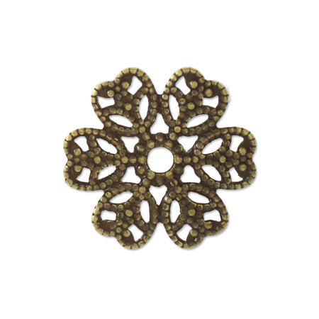 スカシパーツ 花六弁2 約15mm 金古美