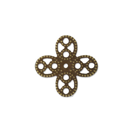 スカシパーツ 花四弁 約12mm 金古美