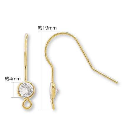 Design hook earrings with U-shaped ring No.3 Cubic zirconia/RC