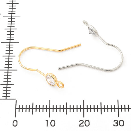 Design hook earrings with U-shaped ring No.3 Cubic zirconia/RC