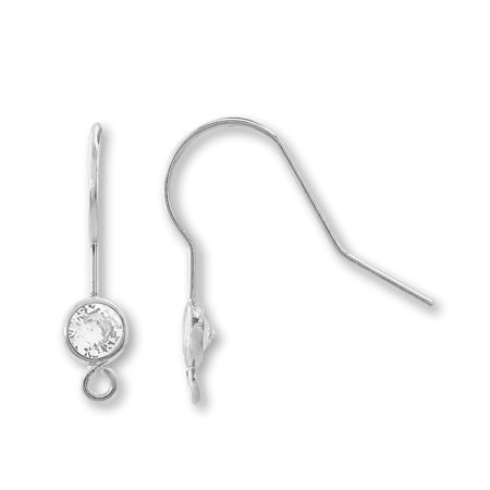 Design hook earrings with U-shaped ring No.3 Cubic zirconia/RC