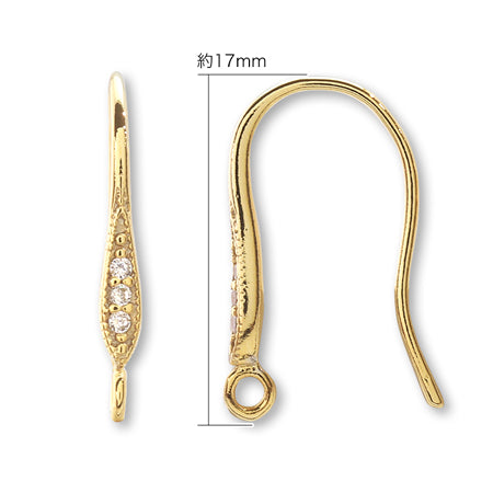 Design hook earrings with U-shaped ring No.6 Cubic zirconia/G
