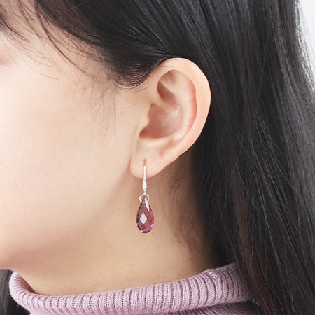 Design hook earrings with U-shaped ring No.6 Cubic zirconia/G