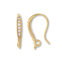 Design hook earrings with U-shaped ring No.4 Cubic zirconia/G