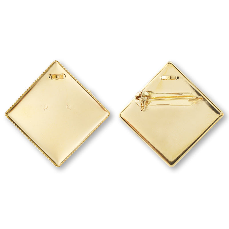 Domestic brooch stand, meal plate, diamond shape, back lantern, gold