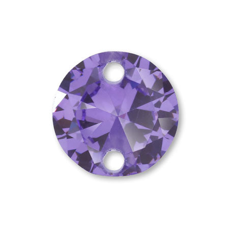 Cubic zirconia round 2 holes amethyst