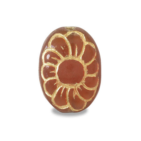 Czech Oval Flower Caramel Arabaster/G