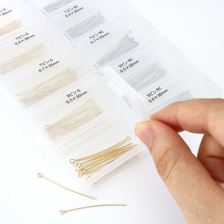 Gold fittings sort T-pin 9-pin case inn gold rosium color