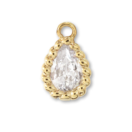 Charm Kubic Zirconia Twist Frame Dropped Gold