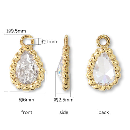 Charm Kubic Zirconia Twist Frame Dropped Gold