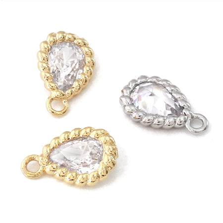 Charm cubic zirconia twist frame drop rhodium color