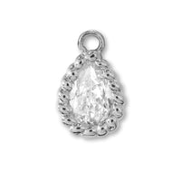 Charm cubic zirconia twist frame drop rhodium color