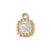 Charm Cubic Zirconia Twisted Frame Square Gold