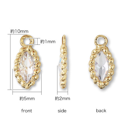 Charm Cubic Zirconia Twist Frame Marquis Gold
