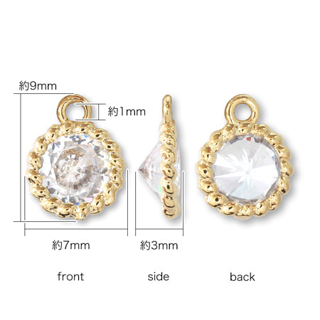 Charm cubic zirconia twist frame round gold