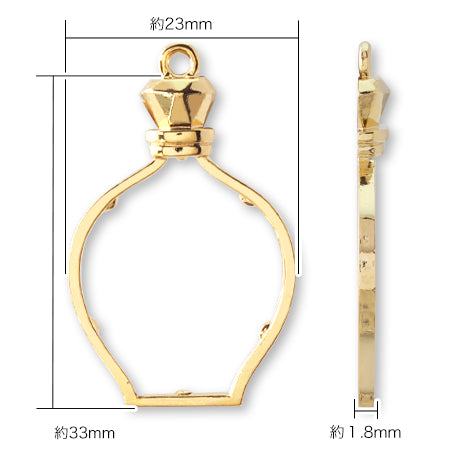 レジンフレーム カン付 香水瓶ラウンド ロジウムカラー