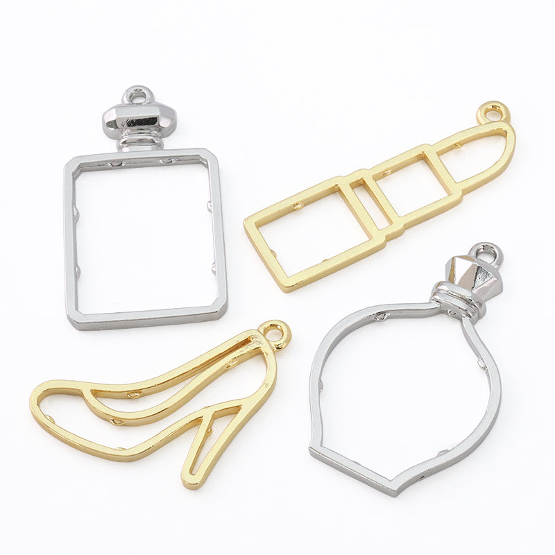 レジンフレーム カン付 香水瓶キューブ ロジウムカラー