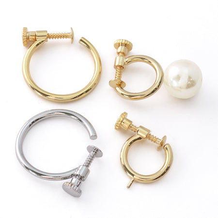 イヤリング ネジ式 フープ 芯立 ゴールド