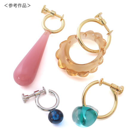イヤリング ネジ式 フープ 芯立 ロジウムカラー