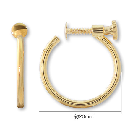 イヤリング ネジ式 フープ ゴールド