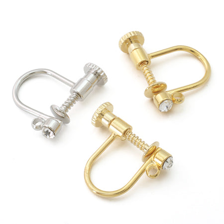 イヤリング ネジ式 石付 ロジウムカラー