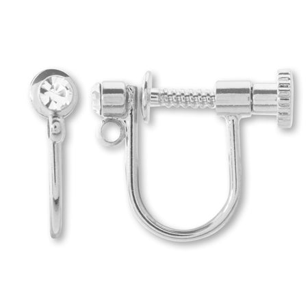 イヤリング ネジ式 石付 ロジウムカラー