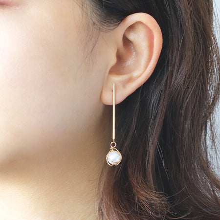 Stainless Steel Earrings Stick Round Wire No.1 Rhodium Color