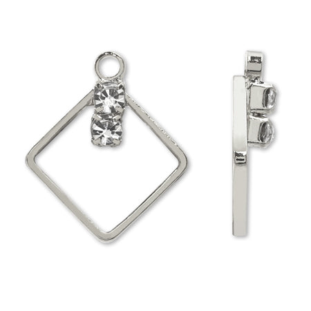 Charm with open square stone crystal/RC