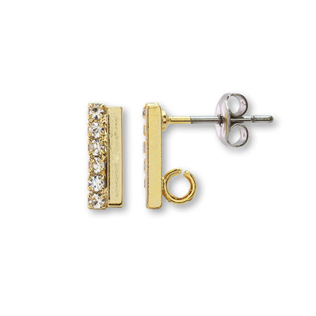 Stainless steel earrings with stick stone crystal/G