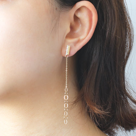 Stainless steel earrings with stick stone crystal/G