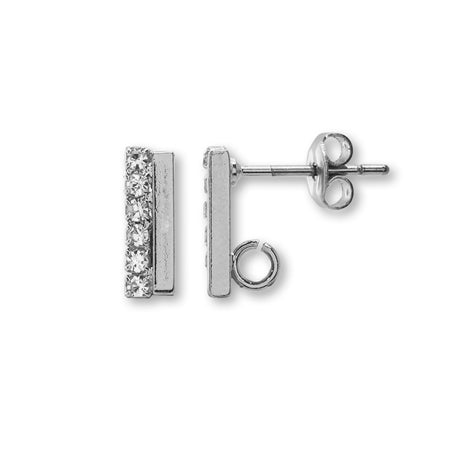 Stainless steel earrings with stick stone crystal/RC