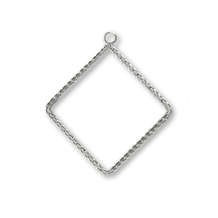 Metal ring parts pattern line square ring rhodium color