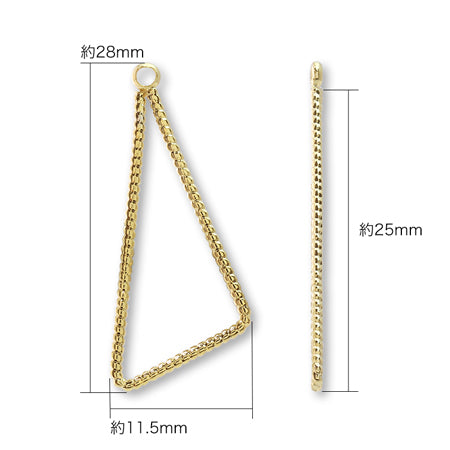メタルリングパーツ模様線 トライアングル カン付 ゴールド【アウトレット】