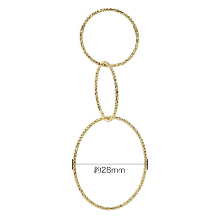 Metal ring parts 3 pattern lines round No.2 gold