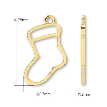 レジンフレーム クリスマス くつした ゴールド