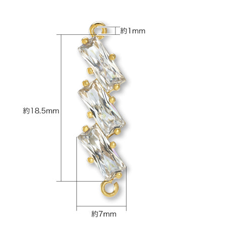 Charm Cubic Zirconia Claw Bucket 3 Rows 2 Rings Rhodium Color