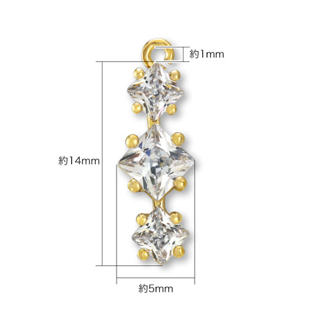 Charm Kubic Zirconia, Scuair, No. 1 Gold.