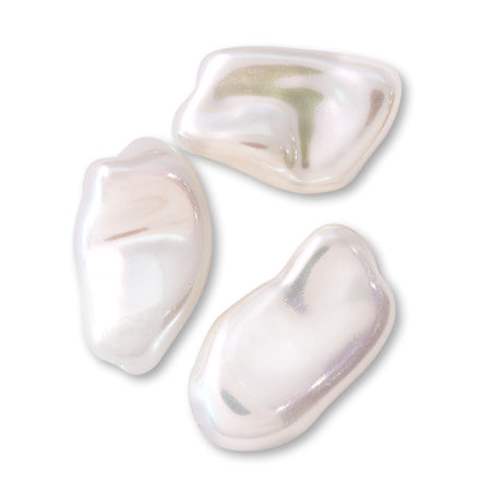 Resin Pearl Baroque Beans 2 White AB