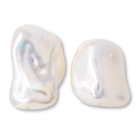 Resin Pearl Baroque Beans 3 White AB