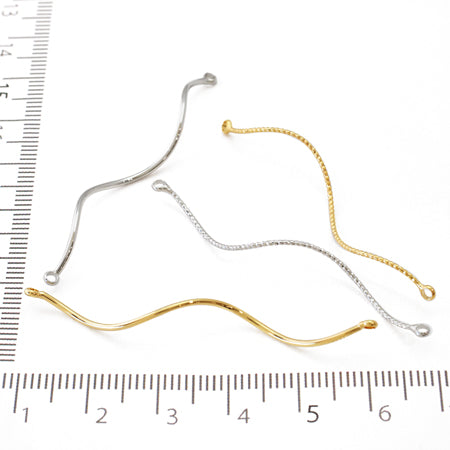 Metal stick round wire spiral 2 rings rhodium color