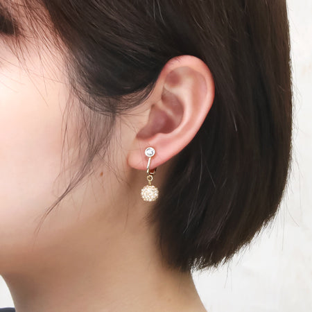 イヤリング ネジバネ 石座付