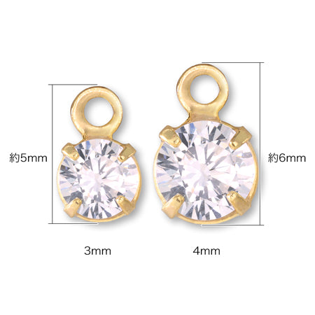 チャーム キュービックジルコニア シンプルラウンド ゴールド