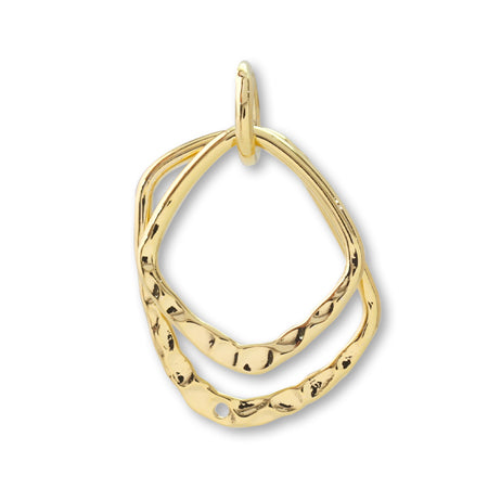 Combination metal parts Deformed square double hammered gold