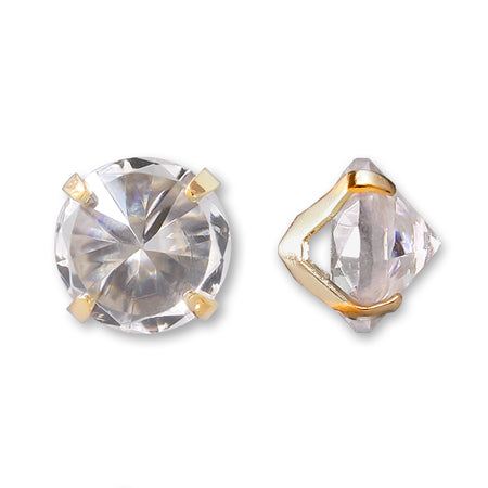 Cubic zirconia claw clasp round clear/G