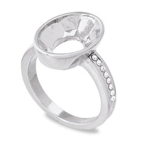 リング台 メレ石座付オーバル #4120 14×10mm ロジウムカラー