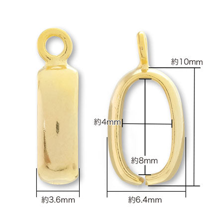 つなぎカン 甲丸 カン付 約3.6×6.4×10mm ゴールド