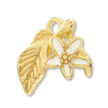 Charm Botanical Leaf & Flower White/G