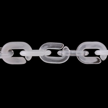 Acrylic chain oval white marble