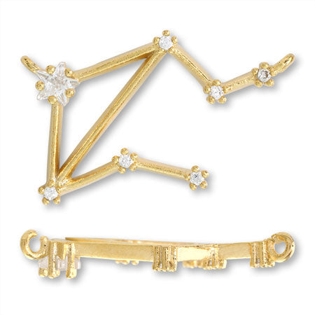 Charm Constellation 2 Libra 2 rings Cubic Zirconia/G
