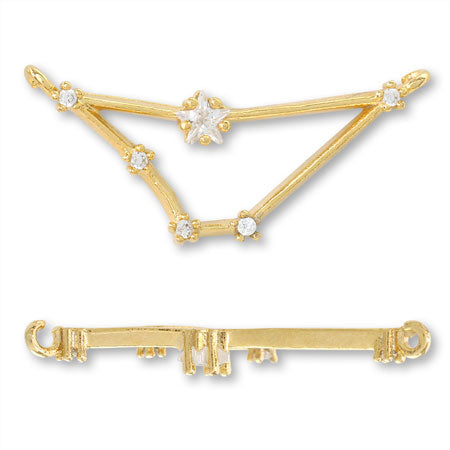 Charm Constellation 2 Capricorn 2 rings cubic zirconia/G